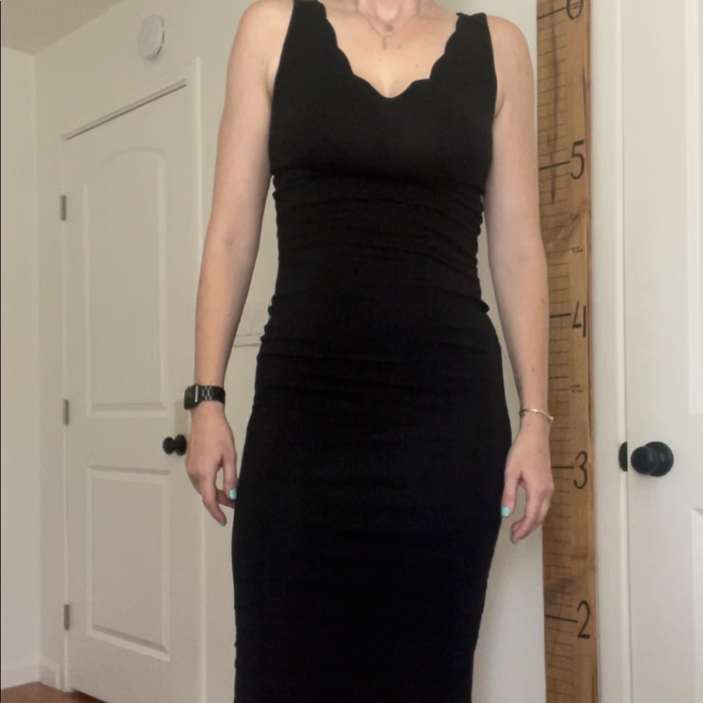 ASOS Black Body Con Dress with Scalloped Neckline